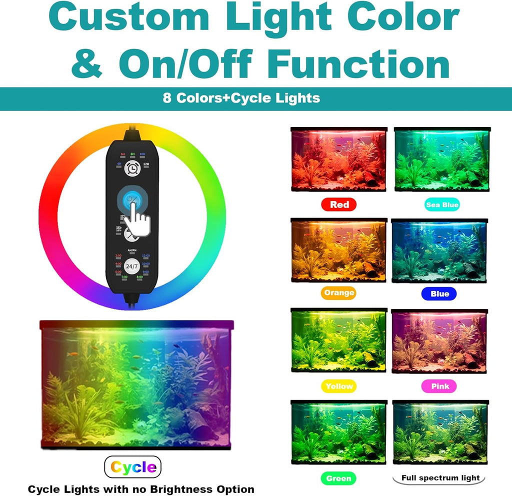 SEAOURA Submersible Aquarium Light for 24 to 43 Inch Fish Tank, 24/7 Cycle Fish Tank Light with Timer, Aquarium Plant Light with Full Spectrum+7 Single Colors, Auto On/Off, Adjustable Brightness