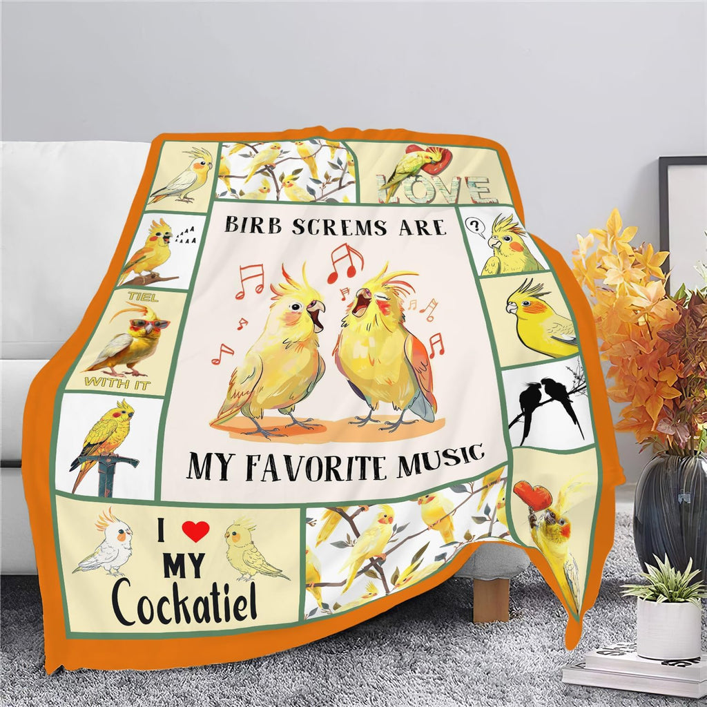 Parrot Bird Throw Blanket Cute Cockatiel Blanket Gifts for Girls Women Kids Boys Adults Men Super Soft Cozy Plush Fluffy Fuzzy Fleece Blanket Home Decor 40''X50''