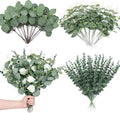 Waipfaru 240 Pcs Eucalyptus Stems, Artificial Greenery Stems and Faux Flowers, Mixed Greenery Stems Leaves Bulk, 5 Kinds Silver Dollar Eucalyptus for Wedding Decor Vase Floral Arrangement Centerpiece