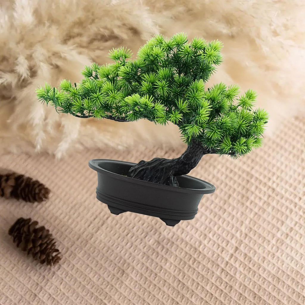 Artificial Plants Greenery Bonsai, Room Decor Fake Bonsai Tree for Home Decor Indoor Bookshelf Office Desk Bathroom Farmhouse Decor, Tall 9.5"