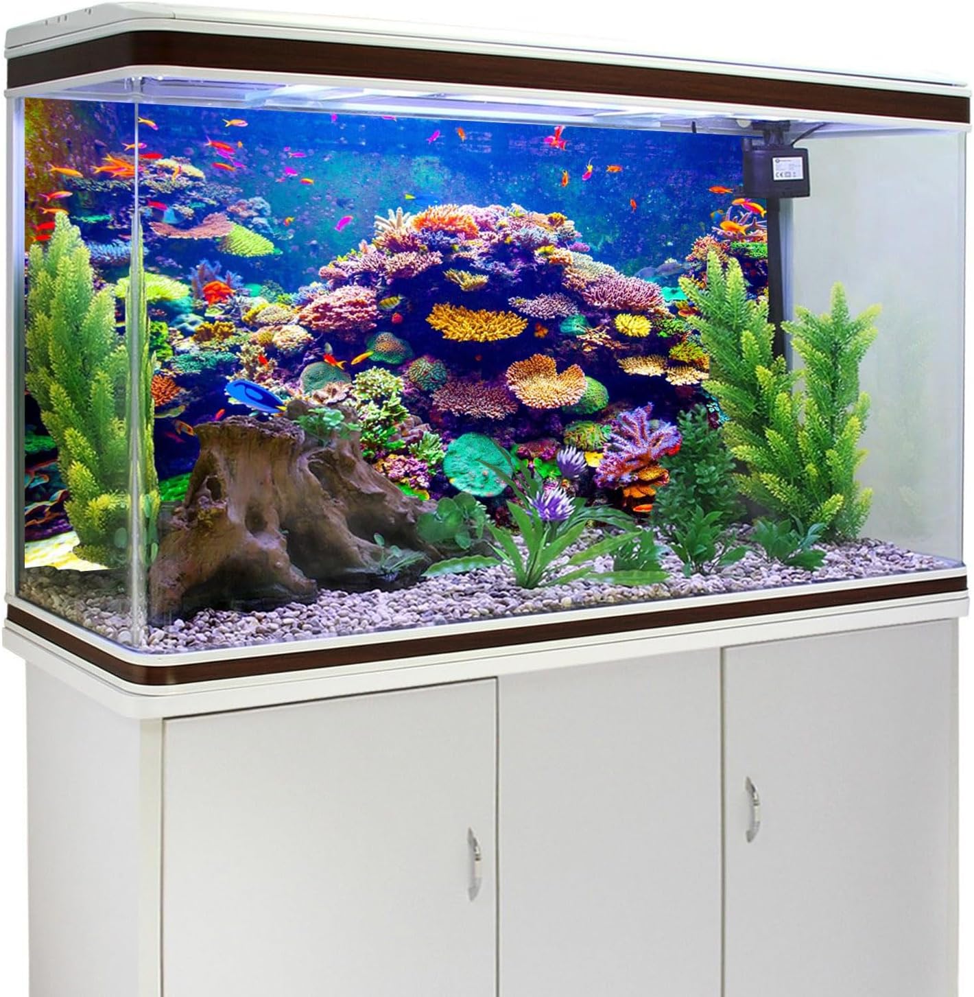 AWERT Undersea Theme Aquarium Background 36x24 inches Durable Polyester Background Colorful Coral Tropical Fish Underwater World Fish Tank Background