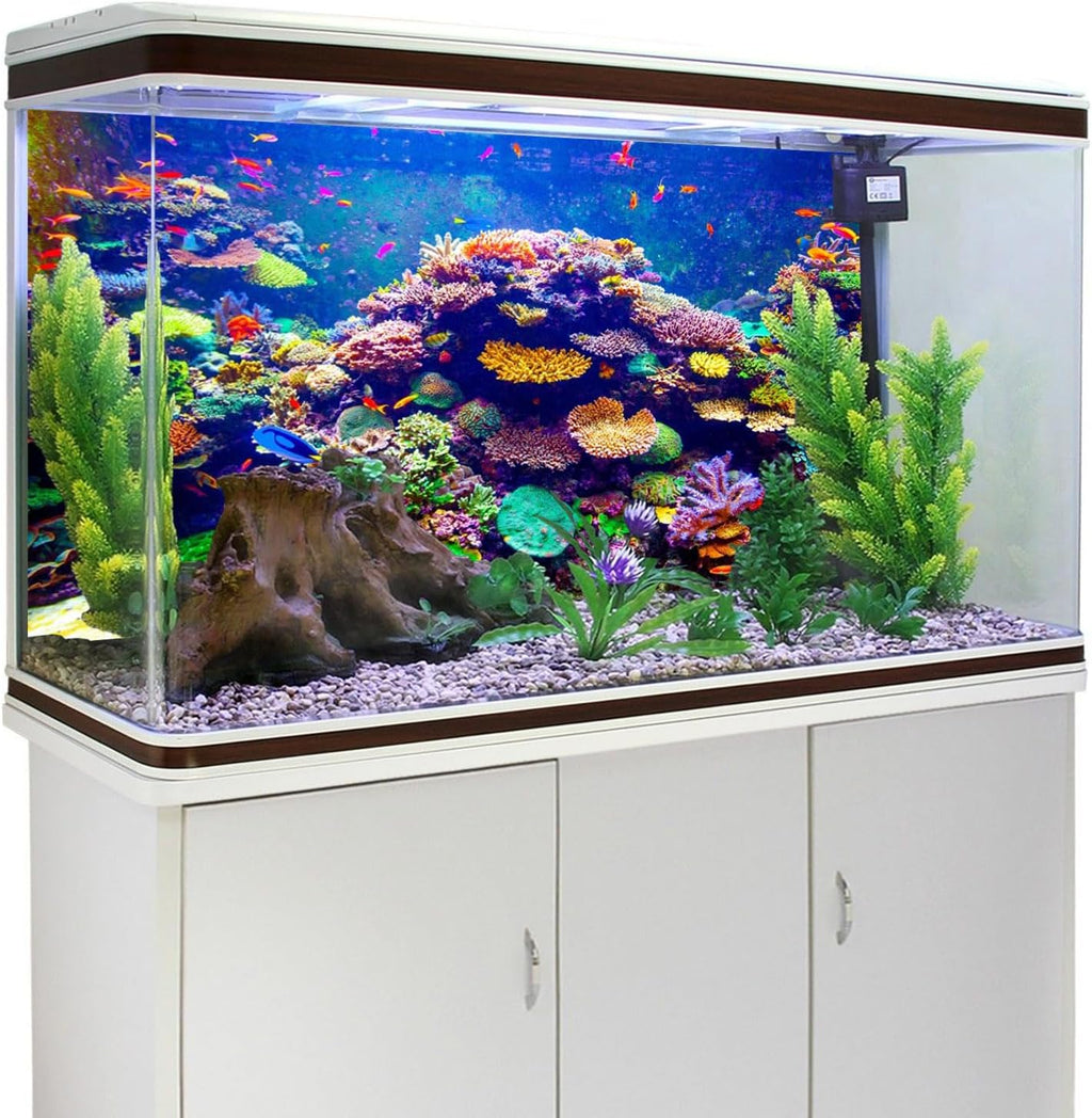 AWERT Undersea Theme Aquarium Background 36x20 inches Vinyl Colorful Coral Tropical Fish Underwater World Fish Tank Background