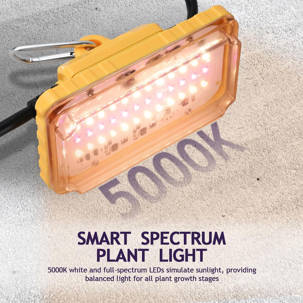 EP Plant Growth String Lights - 8000 LM Full Spectrum LED Grow Lights for Indoor Plants, 22 Ft 6-Light with 5000K White & Full Spectrum LEDs, Ideal for Greenhouse, Hydroponics, Vertical Farming (120V)