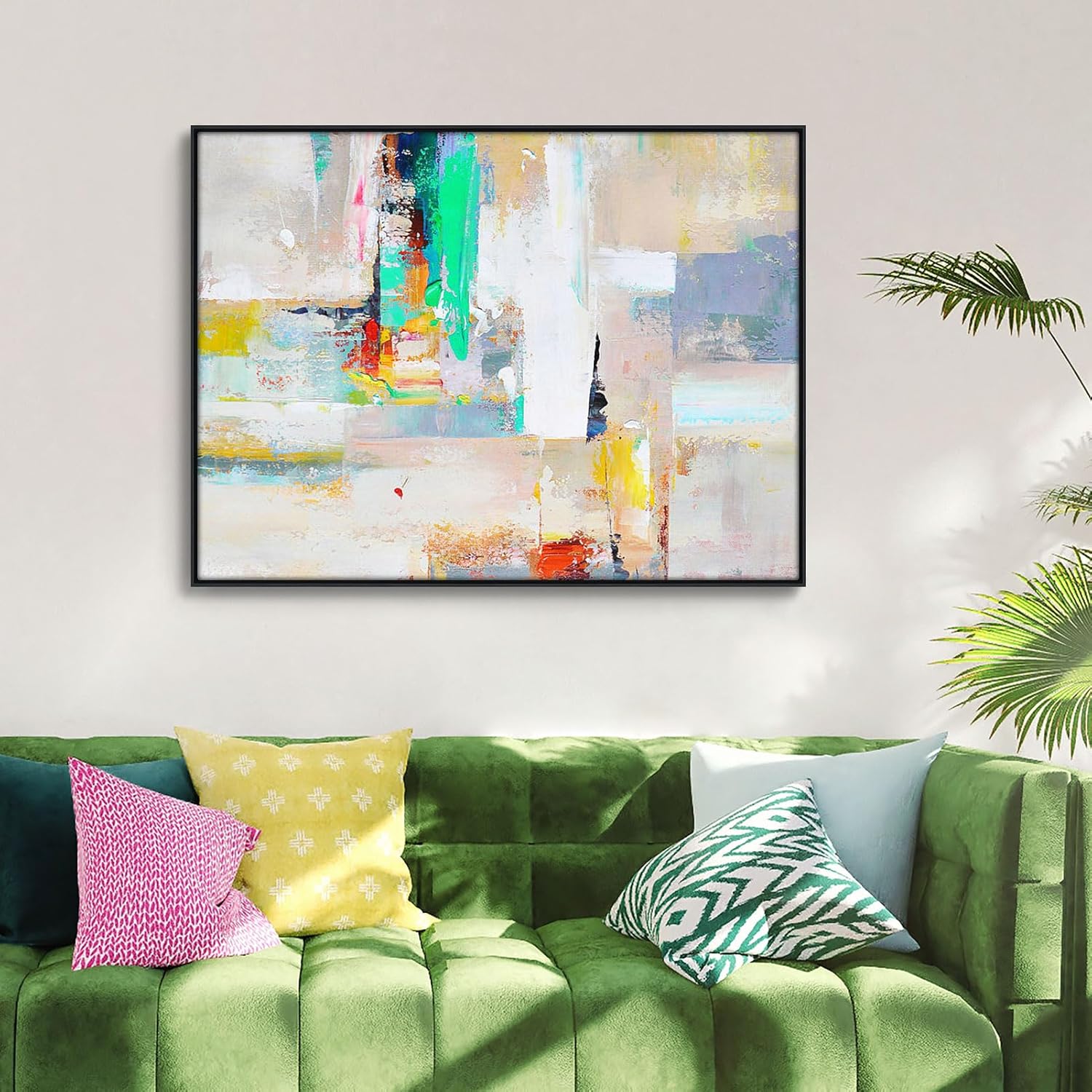 Floating Frame for 16x32 Canvas Paintings, DIY Metal Canvas Frame with 1.5" Deep for Abstract Wall Art/Portrait/Landscape Living Room Bedroom Kitchen Decor (Black)