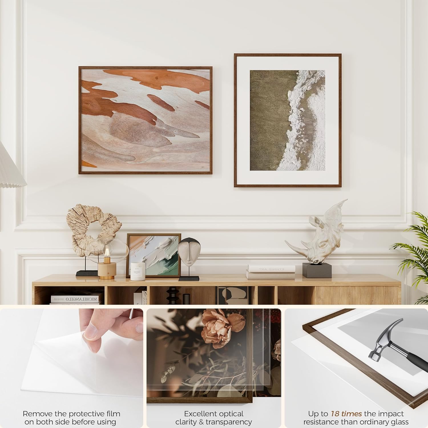 Fun Memories 24x30 Poster Frame, Solid Oak Wood Picture Frames, Modern Photo Frame for Wall 24x30 with 18x24 Mat, High Definition Plexiglass & Wall Hook Included (Walnut, 1 Pack)