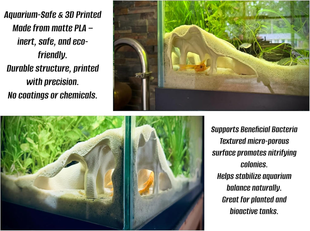 Aquarium & Terrarium Corner Cave – Faux Mangrove Root Hideout for Fish, Shrimp, Geckos, Snakes – Natural-Look Reptile Tank Decor in Textured Root Style (Desert Tan (Sand), 7.5''x7.5''x4'')