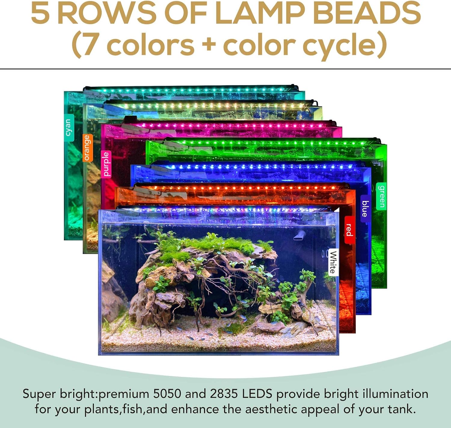 hygger 26W 24/7 Lighting Aquarium LED Light, Sunrise-Daylight-Moonlight Mode and DIY Mode, Adjustable Timer Adjustable Brightness Fish Tank Light with Extendable Bracket 7 Colors for Planted Tank