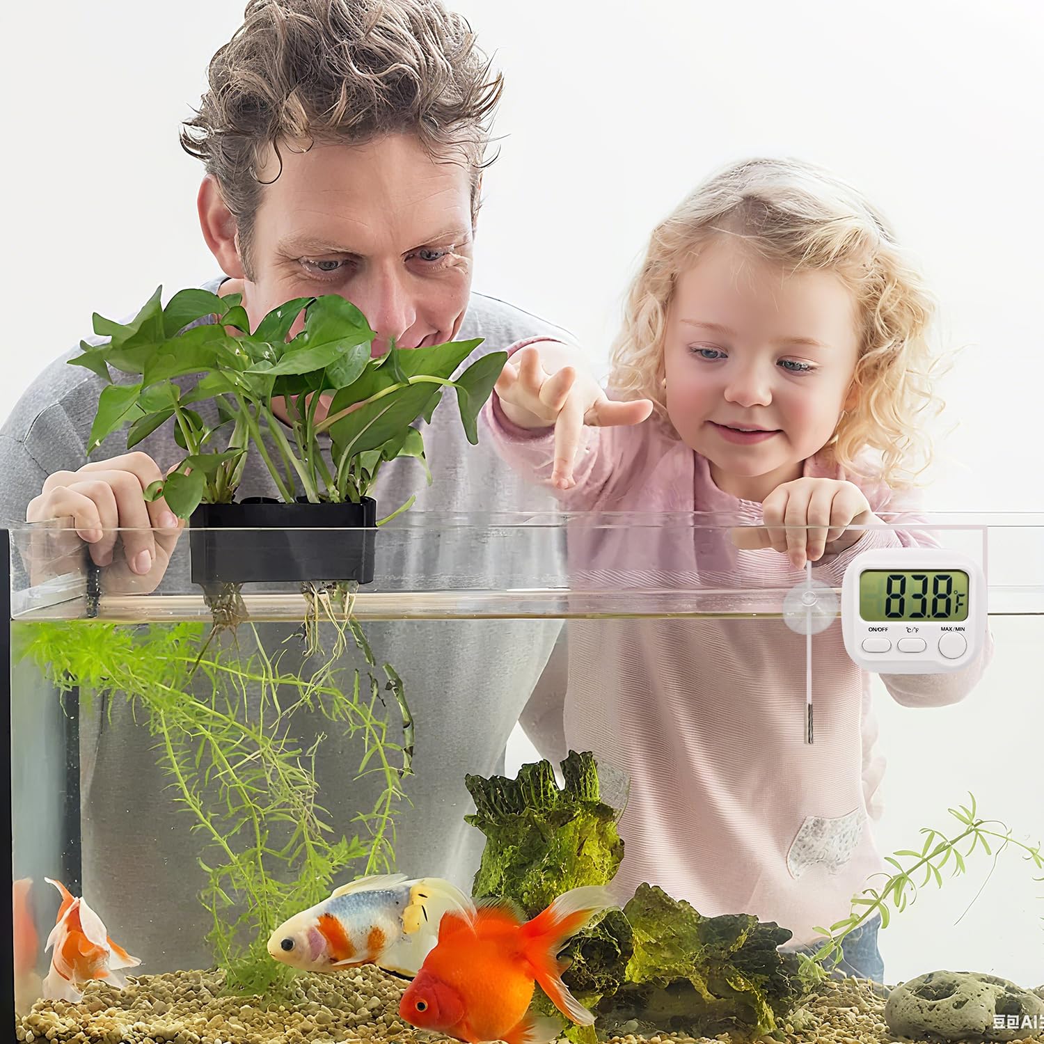 Digital Aquarium Water Thermometer with Large LCD Screen, Measurement Range -58℉ to 572℉, Display ±1℉/±0.5℃, Fish Tank Decoration Accessories, Idea for Reptile, Aquatic, Tub, Refrigerator and Freezer