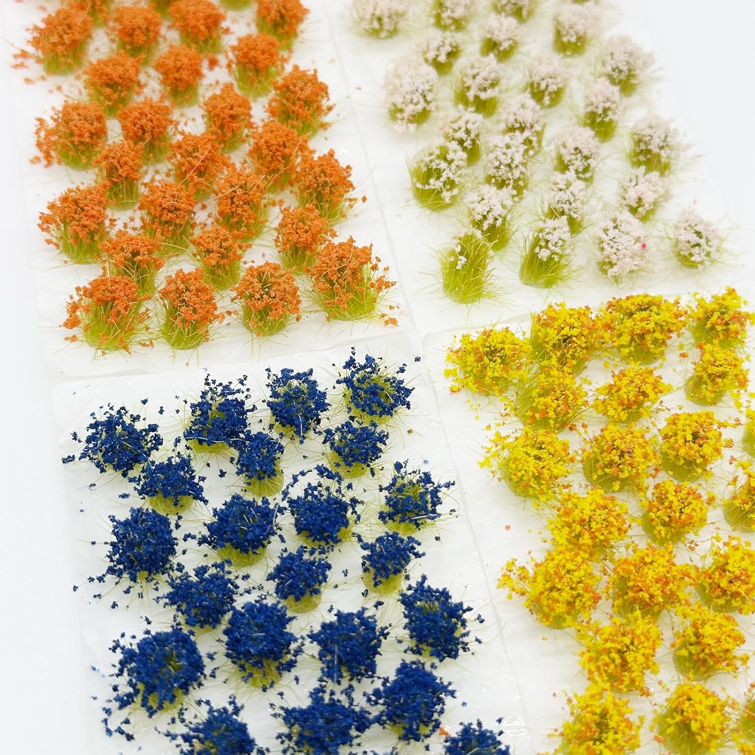 Cayway 128 PCS Static Flower Tufts Miniature Flower Cluster Static Grass Tufts for Model Train Railroad Scenery DIY Miniature