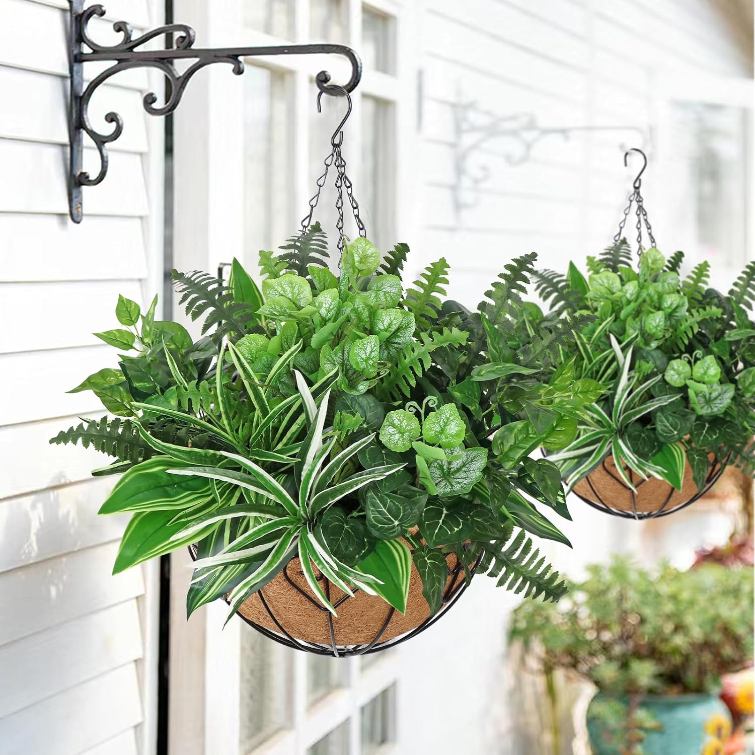 DEMIUKO 18PCS Artificial Plants Outdoor UV Resistant Fake Plants Stem Faux Greenery Plastic Plants Bushes for Garden Patio Porch Window Box Home Wedding Decor(Greenery, 18PCS)