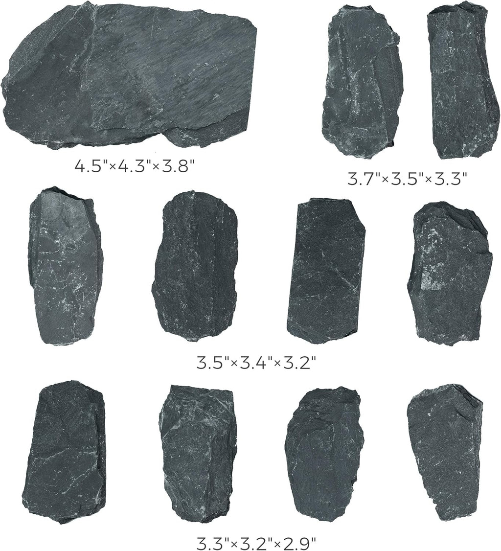 2-6 Inches Natural Slate Rocks 11 PCS Aquarium Stones for Aquascaping, Aquarium Landscaping, Terrariums, Fish Tank Decoration, Vivariums, Paludarium, Reptile and Amphibian Enclosures