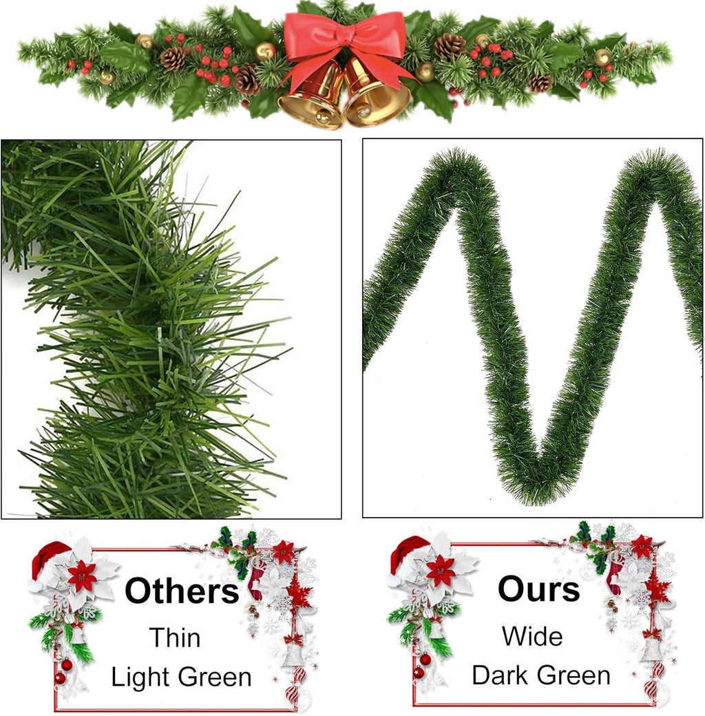 Christmas Garland for Outdoor/Indoor Decoration, Soft Greenery Artificial Garland Decorations, Non-lit Green Xmas Garlands Perfect for Party Home Garden and Holiday Festival Decor, 50 Feet 1 Pack