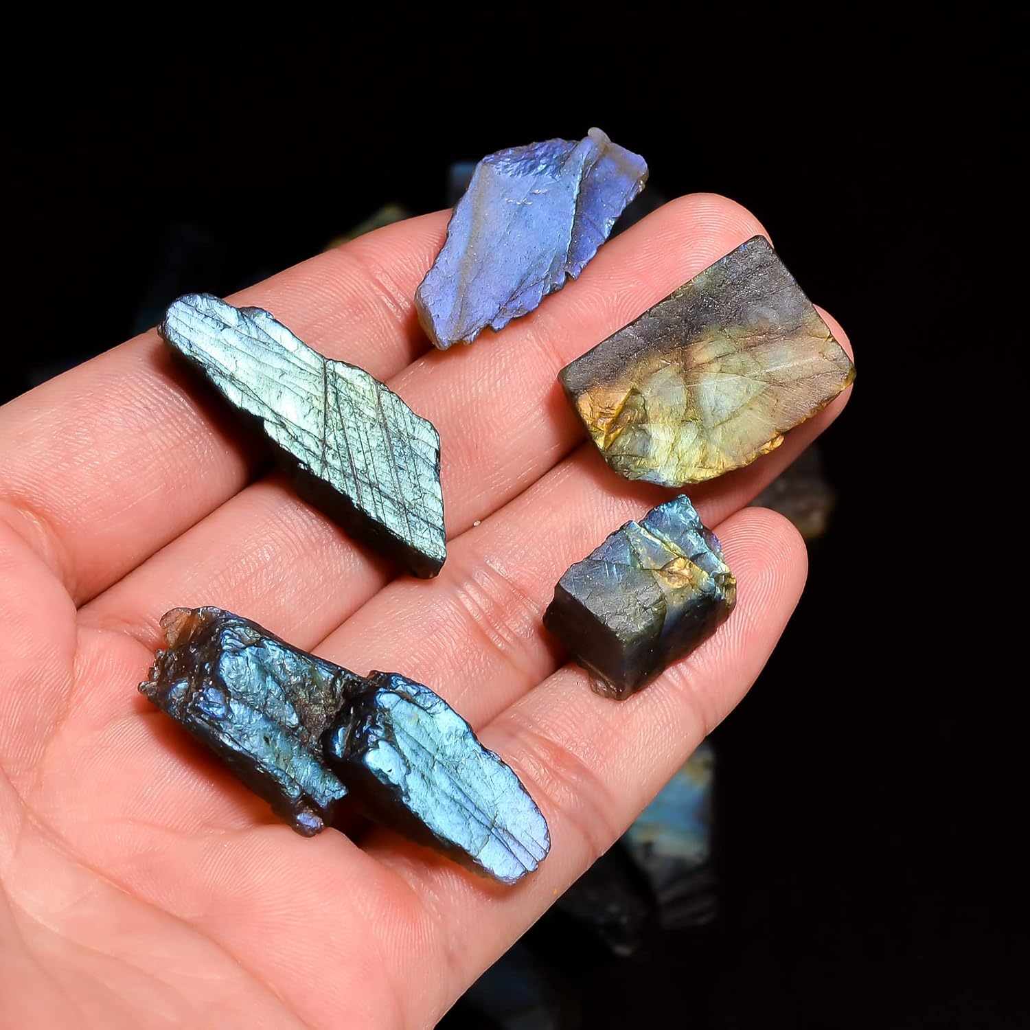 GEMKORA™ 100 carats Natural Raw Labradorite Rough Gemstone Lot for Jewelry Making, Loose Crystals Supply, DIY, Wire Wrapping, Healing Stones, Wholesale Bulk Stones
