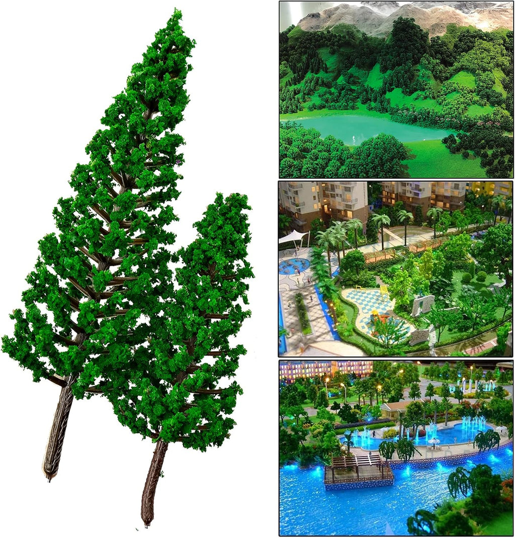16 PCS Model Pine Trees, N Scale Buildings Scenery Tree, Mixed Size Micro Landscape Tree(1.4''-6.3''), for Crafts, Woodland Scenery, Diorama, Cake Topper