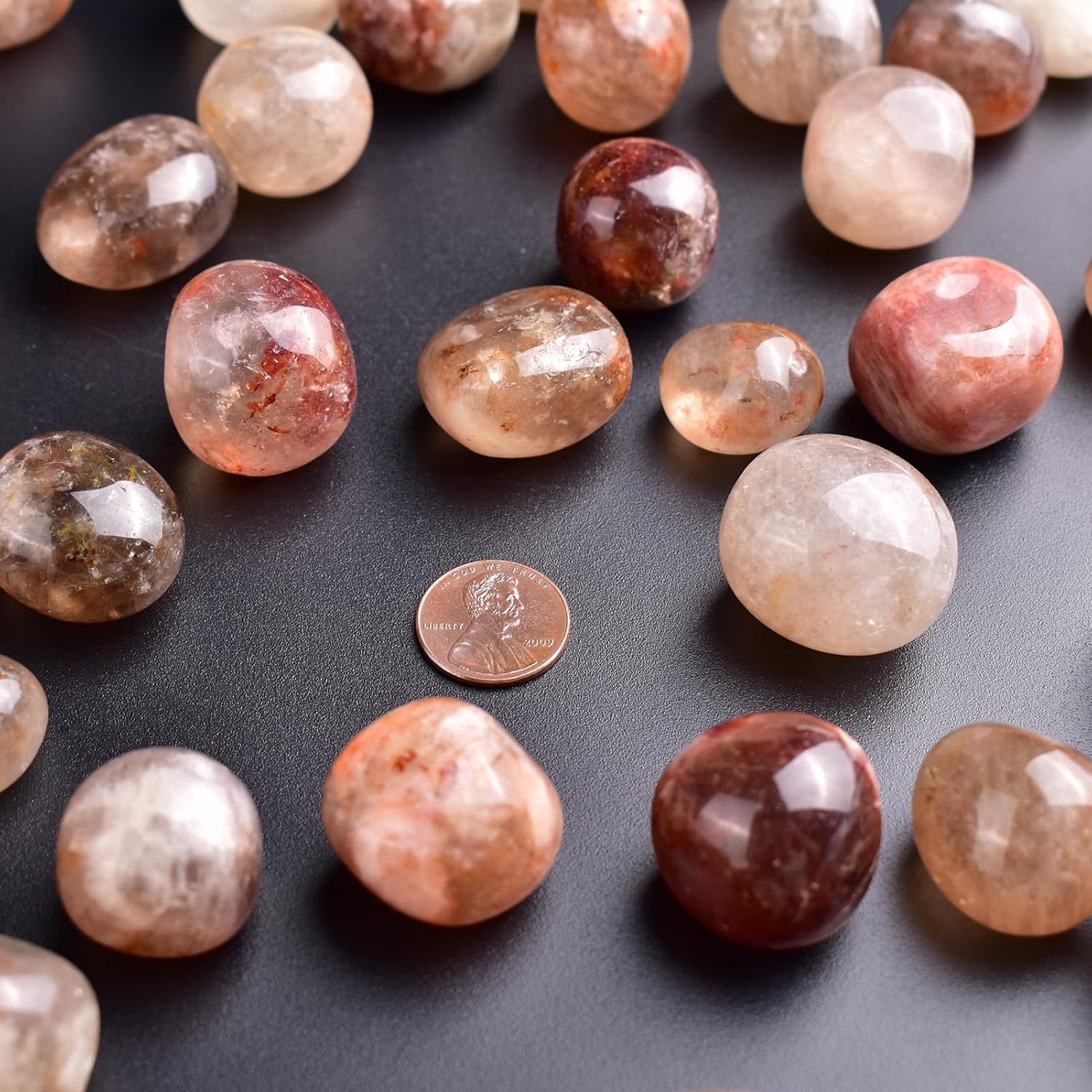 Polished Stone Set Cherry Blossom Agate Crystals, 0.8" Handpicked Tumbled Gemstones Rocks, Pebbles for Reiki, Chakra, Healing, Home Decor