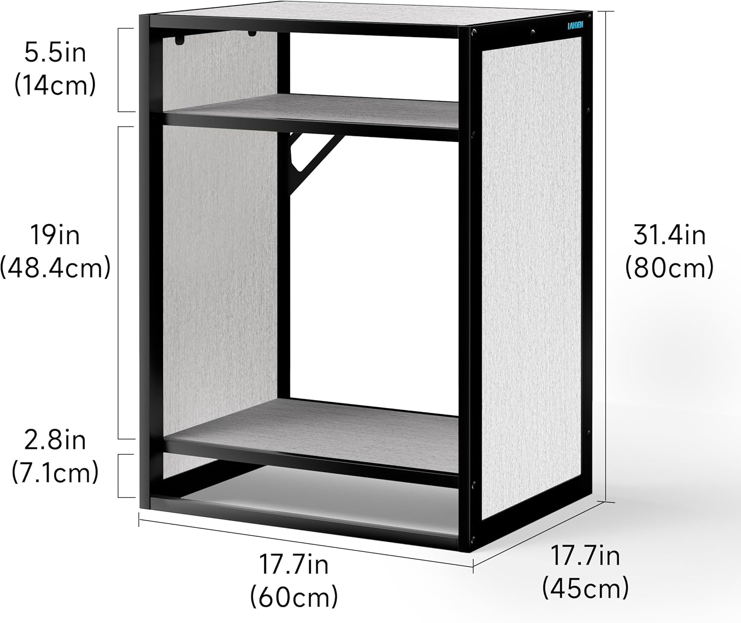 LANDEN Washed Oak Wood Metal Frame Stand, Three-Shelf for Fish Tanks up to 30 Gal, CLX60-60X45X80cm (23.6x17.7x31.49 in), for Fish Tanks and Reptile Terrariums, Home & Office Use