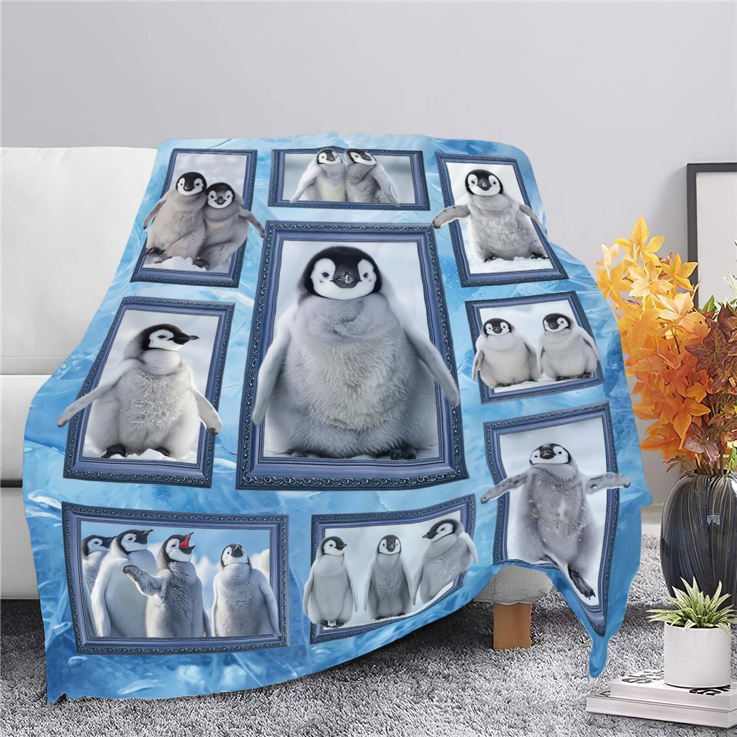 Penguin Blanket Penguin Throw Blanket Gifts for Girls Women Kids Boys Adults Men Super Soft Cozy Plush Fluffy Fuzzy Fleece Blanket Home Decor 60''X80''