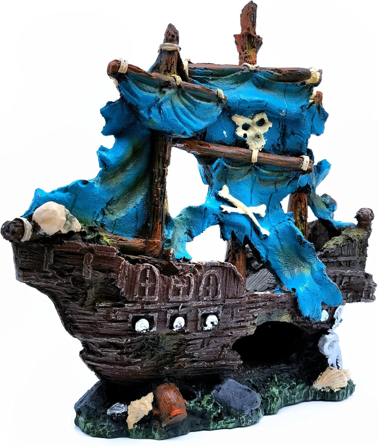 M2cbridge Antique Roman Column Ruins European Castle Aquarium Decorations Fish Tank Hideout Rocks (Blue Pirate Shipwreck)