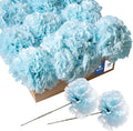 Royal Imports Artificial Carnations, Silk Faux Flowers, for Funeral Arrangements, Wedding Bouquets, Cemetery Wreaths, DIY Crafts - 100 Single 5" Stems - Lite Blue
