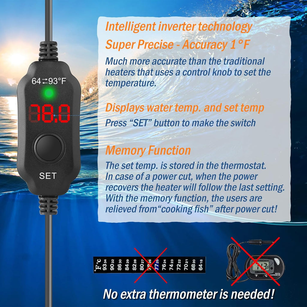 Mini Aquarium Heater 10W Super Small Fish Tank Heater with Digital Display Thermostat, Betta Tank Heater Turtle Heater Small Aquarium Heater for 1-2 Gallon Tanks