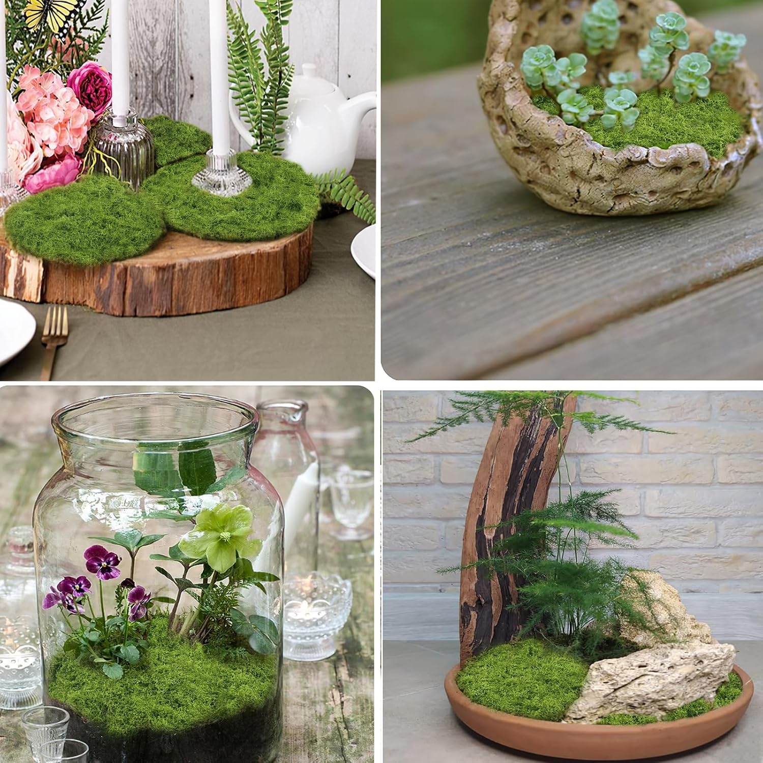 FAICOIA Fake Moss for Crafts 39" x 39" Faux Moss for Plants Indoor Artificial Moss for Decorating Green Faux Grass for Planters Crafts DIY Table Centerpieces Fairy Garden Floral Wedding 100 x 100cm