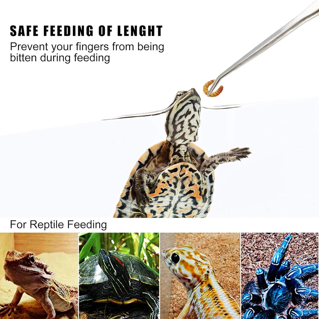 Longjet Kitchen Tongs Metal Tweezers for Cooking - Reptile Feeding Tongs for Gecko, Bearded Dragon, Snake - Long Forceps for Aquarium Plant