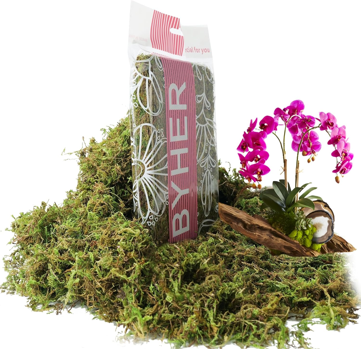 BYHER 4 OZ Fake Moss for Potted Plants, Artificial Green Moss for Crafts Faux Moss for Indoor Planters Fairy Garden Table Centerpieces Wedding Decoration (Fresh Green)