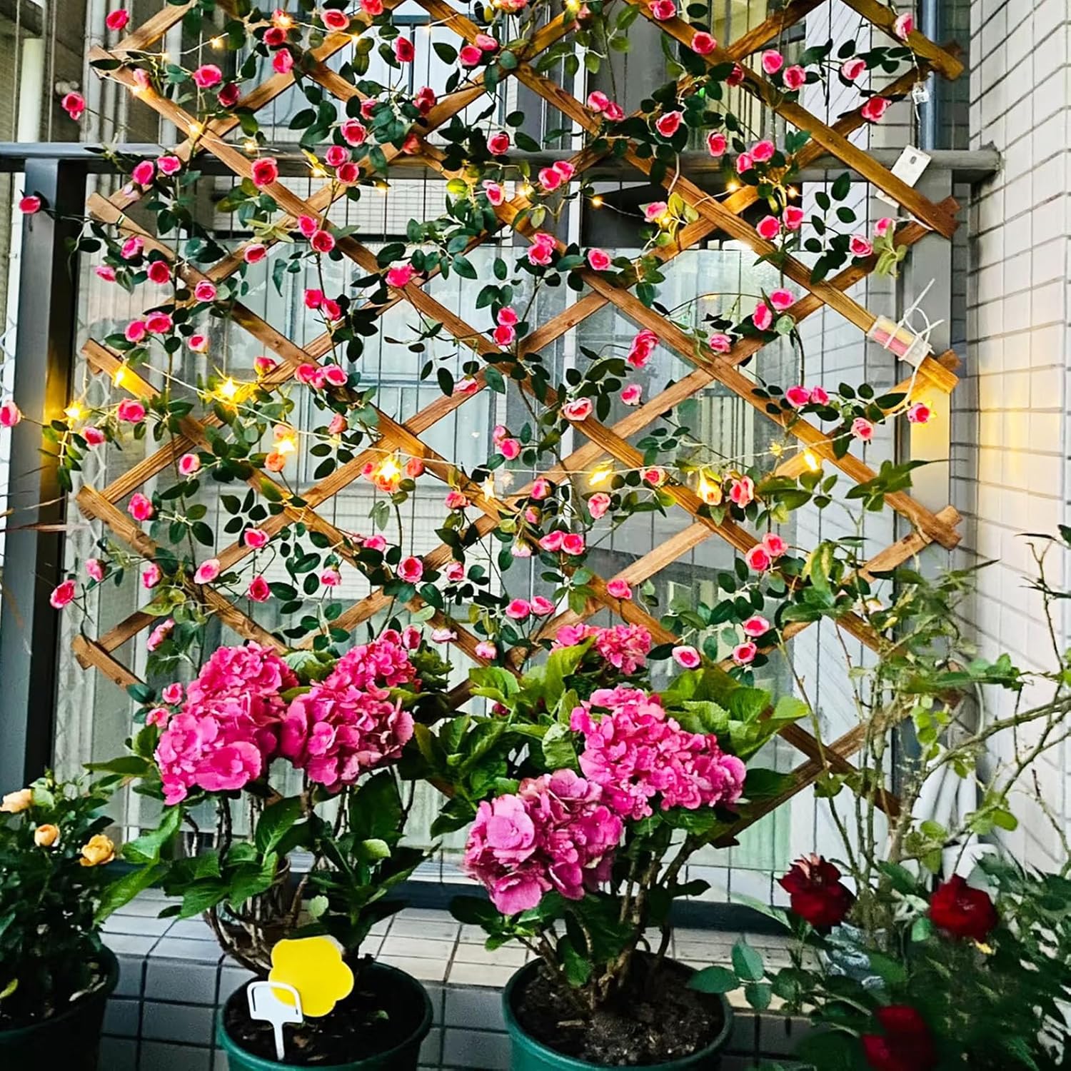 6 Pcs Artificial Hanging Plants Watermelon Leaf Vines With 60 Colorful Lights, Watermelon Vine Leaves, Fake Plant Vines, Can Be Used for Wall,Party Wedding,Home,Kitchen, Indoor and Outdoor Decoration