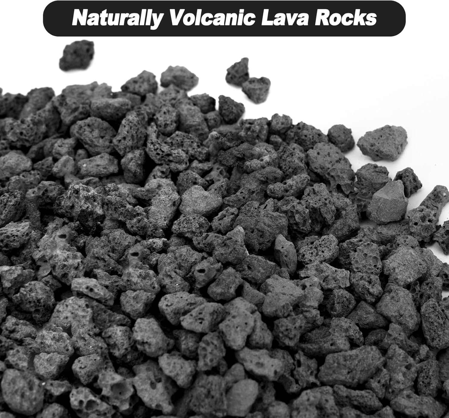 Skyflame 10LB Lava Rocks for Fire Pits, Fire Tables, Fireplaces, Garden Landscaping Decoration, Indoor and Outdoor Use, 1/10"-1/5" Natural Sizes, Black Earth