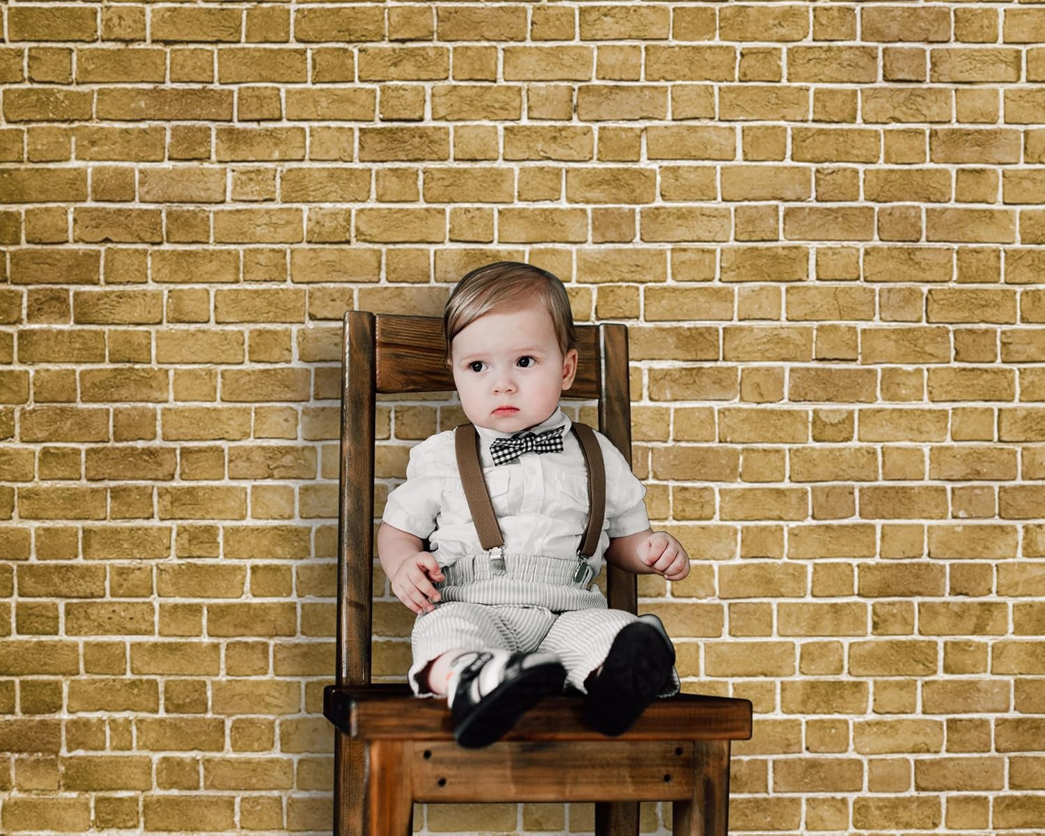 VitalCozy 10 x 8 ft Christmas Brick Wall Backdrop for Photoshoot Polyester Fabric Brick Backdrop Background for Fireplace Home Decoration Newborn Birthday Party (Brown)