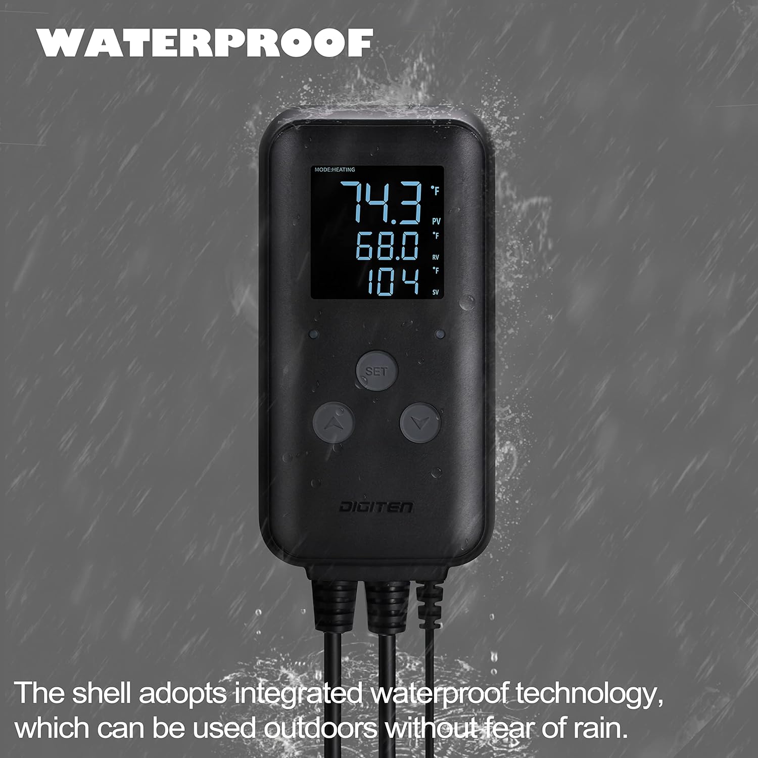 Reptile thermostat, Greenhouse Temperature Controller, Digital Waterproof Thermostat for Home Brewing Fermentation Breeding Incubation Greenhouse Terrarium, Heating & Cooling Outlet 110V 15A 1650W