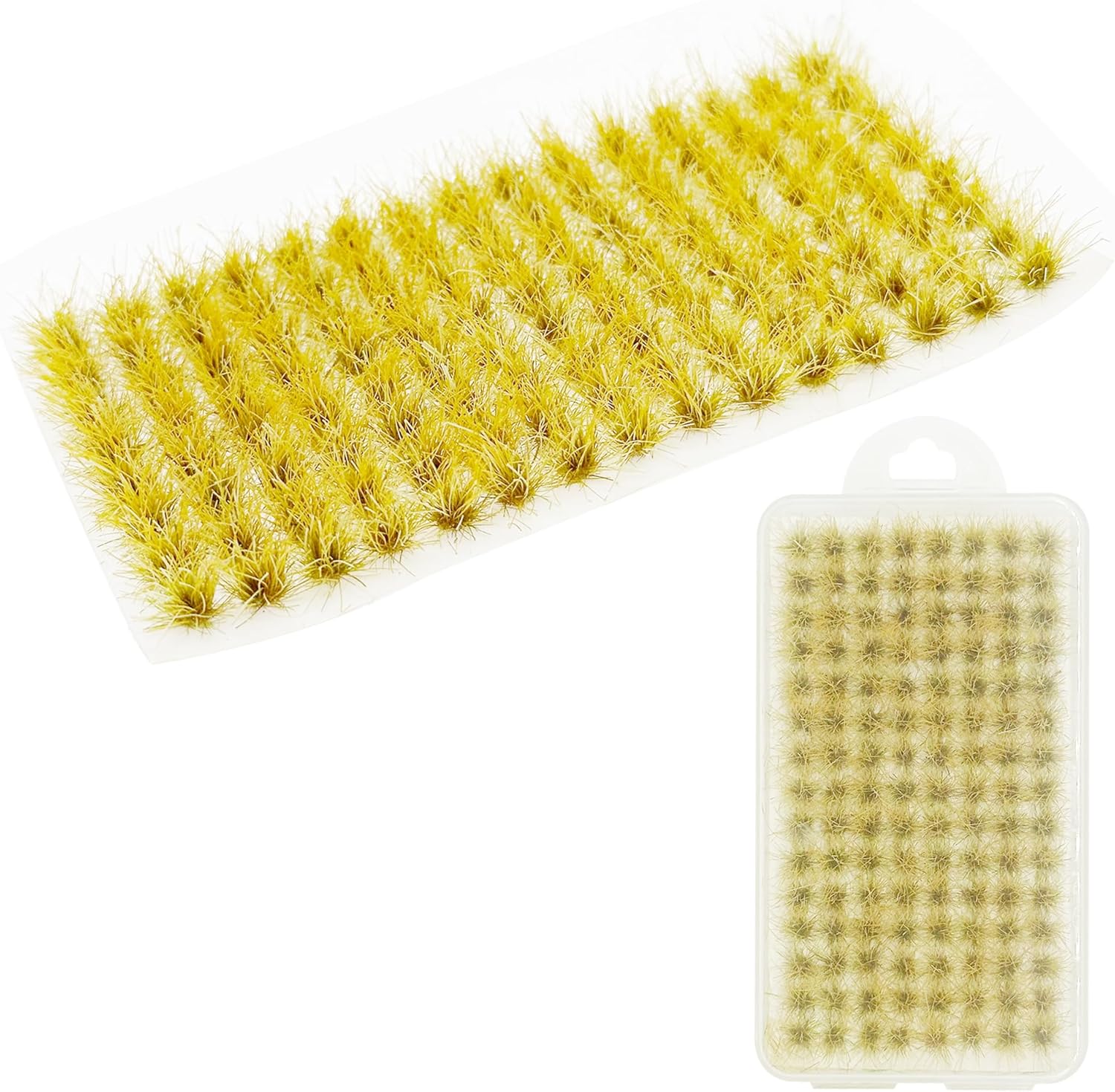 Woohome 120 PCS Bushy Tufts Static Grass Tuft Model Grass Tuft for DIY Miniature Train Landscape Terrain Railway Scenery Decorations, Yellow