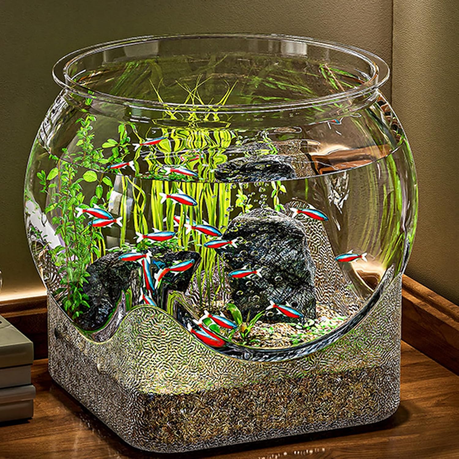 Large Fish Bowl, Round Fishs Tank, Clear Desktop Aquarium, 5 Gallon Fish Bowl Unbreakable, Desktop Bubble Bowls, for Home Bedroom Bathroom Desk Workplace