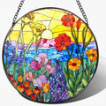 8-Inch Stained Glass Ornament, Stained Glass Window Hanging, Window Hanging Decor, Suncatcher Home Decor, Wildflowers Ornament | Mother's Day, Birthday, Christmas, Housewarming Gifts