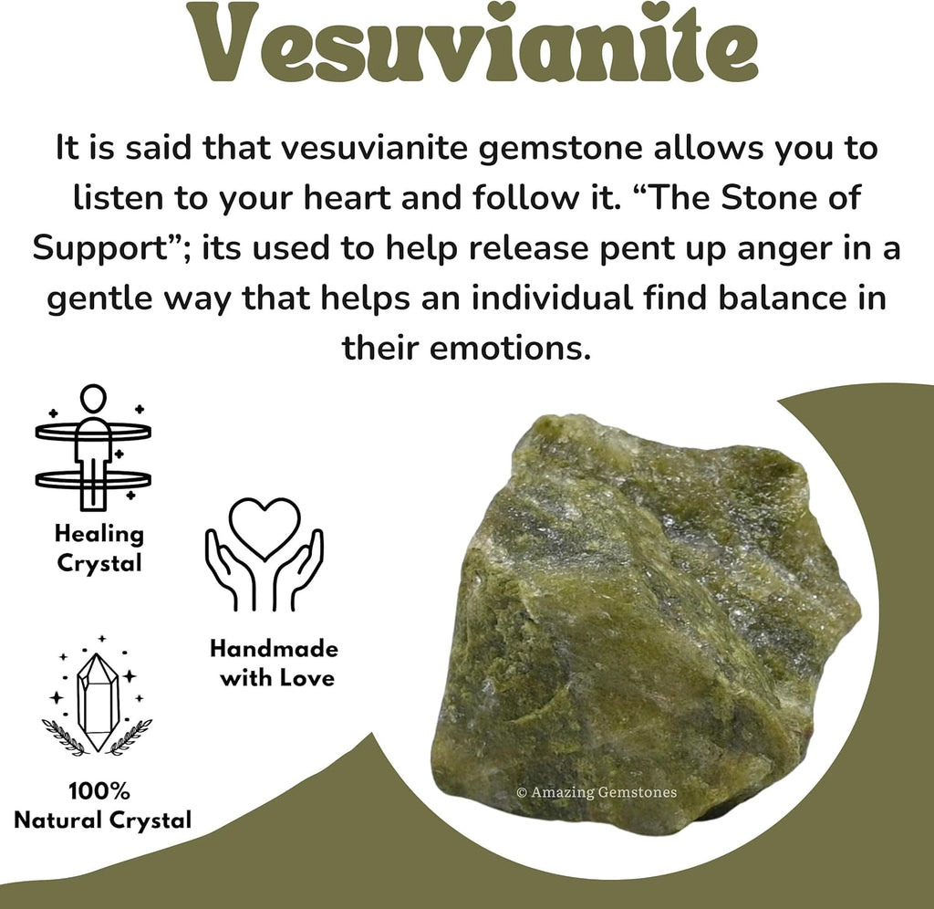 Amazing Gemstone Vesuvianite Raw Crystals and Healing Stones, Natural Rocks for Tumbling and DIY Raw Stones and Crystals (1 LB)