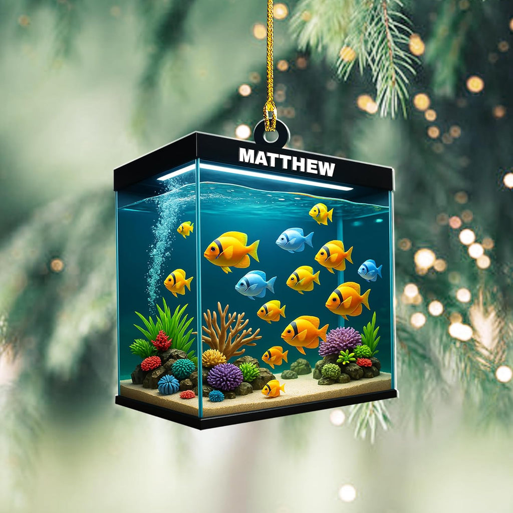 Personalized Aquarium Fish Tank Christmas Ornament 2025, Custom Name Clownfish Holiday Tree Decoration, Unique Keepsake Gift for Fish Lovers, Pet Owners, Kids, Aquarists (ON2)