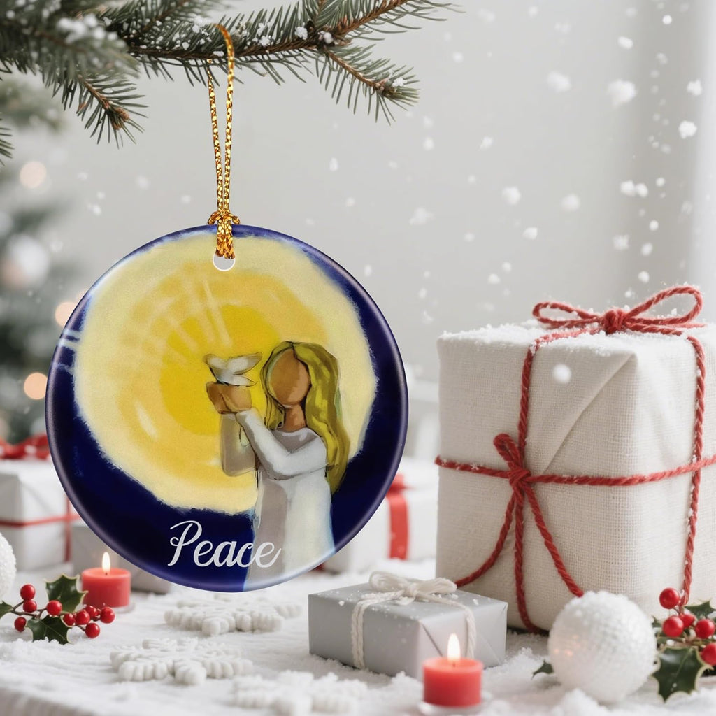 Peace Angel Christmas Ornament, Christmas Tree Ornaments, Keepsake Ornaments, Holiday Decor, Peace Gift, Holiday or Xmas Gifts, Gifts for Friends and Family