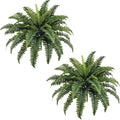 Fake Ferns, 35IN Large Fake Bush Plants, 2 Articial Boston Ferns with 39 Fronds for Outdoor Hanging Planter Garden Porch Entrance Home Decor