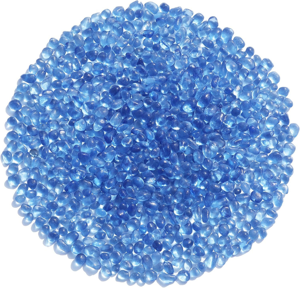 Sea Glass Stones - Light Blue Clear Glass Pebbles Gemstones - Perfect for Aquarium Rocks, Fish Tank Gravel, Vase Fillers, DIY Crafts, and Home Decor (0.9LB/14oz)