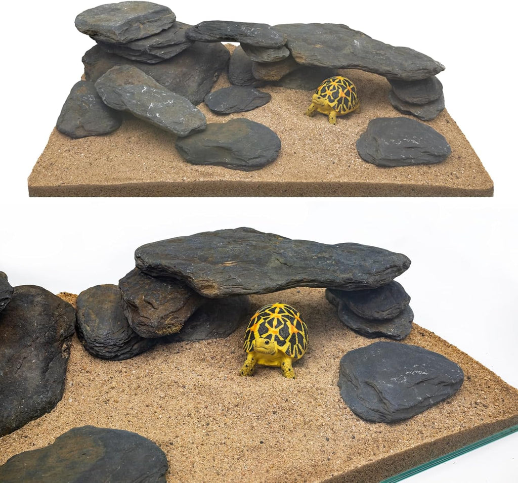 Aquarium Stone Natural Slate Stream Turtle Tank Rocks 3-7 inches Fish Rock for Aquarium Aquascaping Shrimp Tanks Amphibian Enclosures Paludarium-5lb