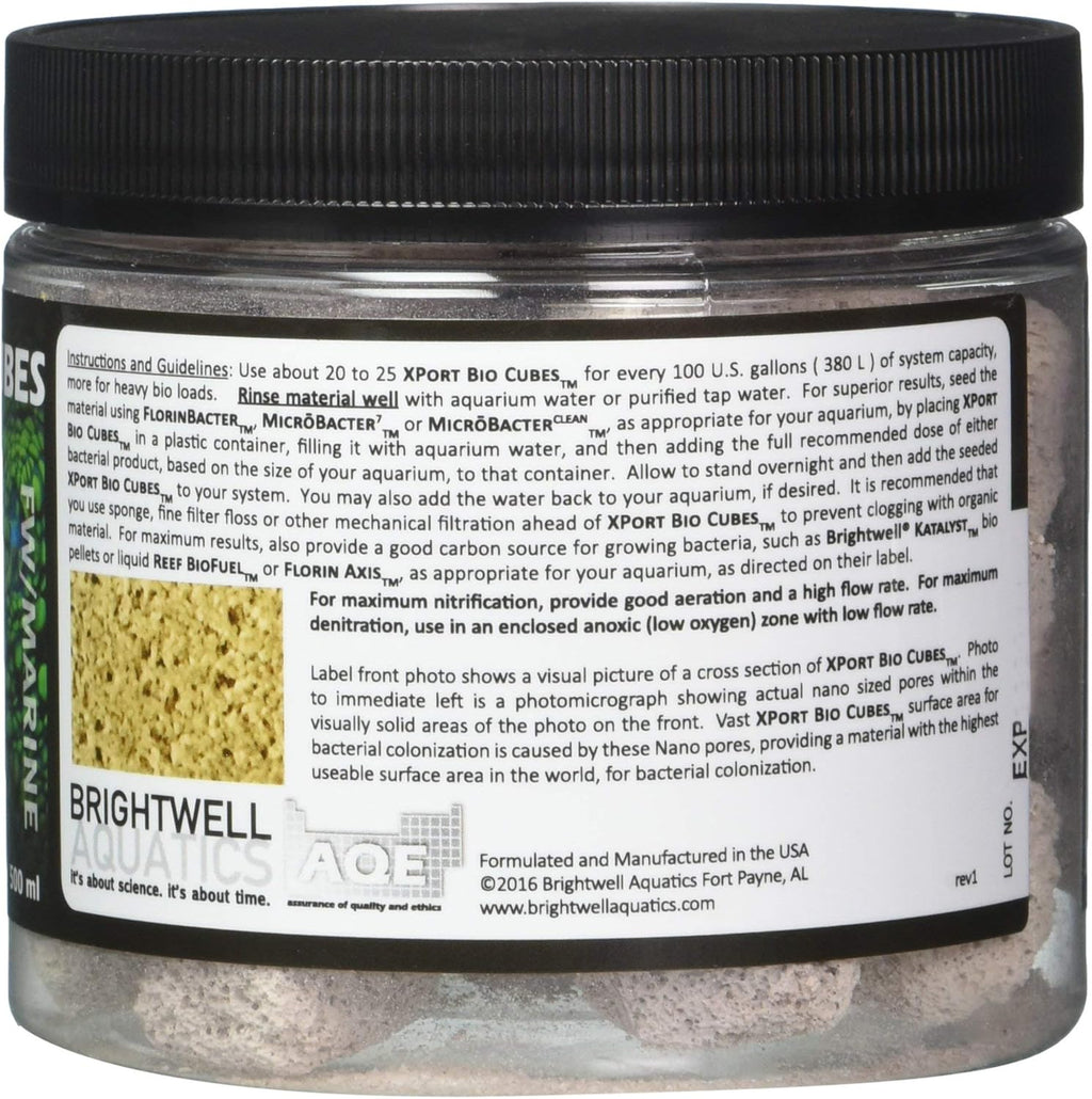 Brightwell Aquatics Xport BIO Cubes - Ultra-Porous Biological Filter Media for Filtration in Marine and Freshwater Aquariums, 500-ml (XPCubeBIO500)