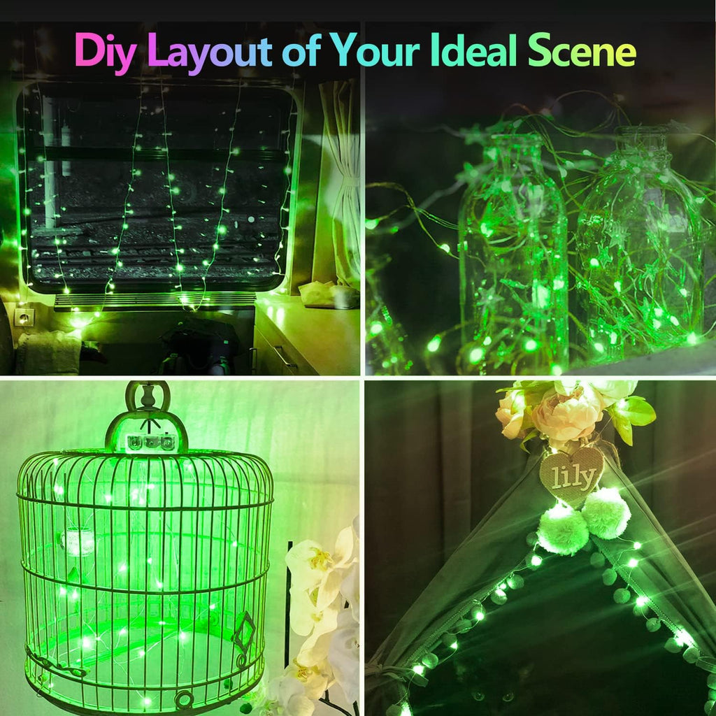 4 Pack 20FT 60LED Christmas Battery Operated Fairy Lights with Timer, Waterproof Battery String Lights Outdoor Indoor, Battery Twinkle Lights for Bedroom Wedding Birthday Party Christmas (Green)