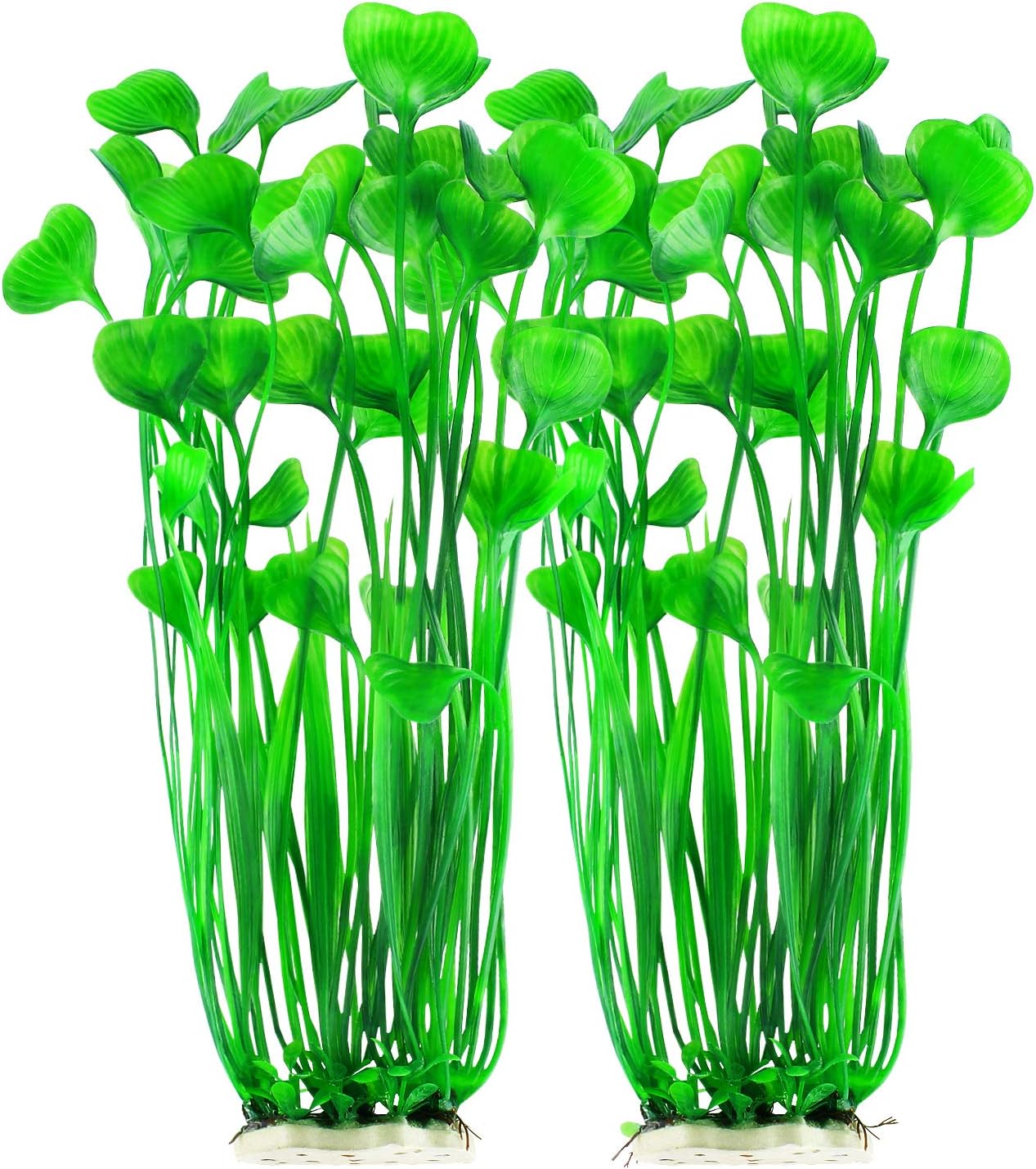 MyLifeUNIT Plastic Fish Tank Plants, 2 Pack Artificial Tall Aquarium Plants for Fish Tank Decor, 15.75 Inches (Green)