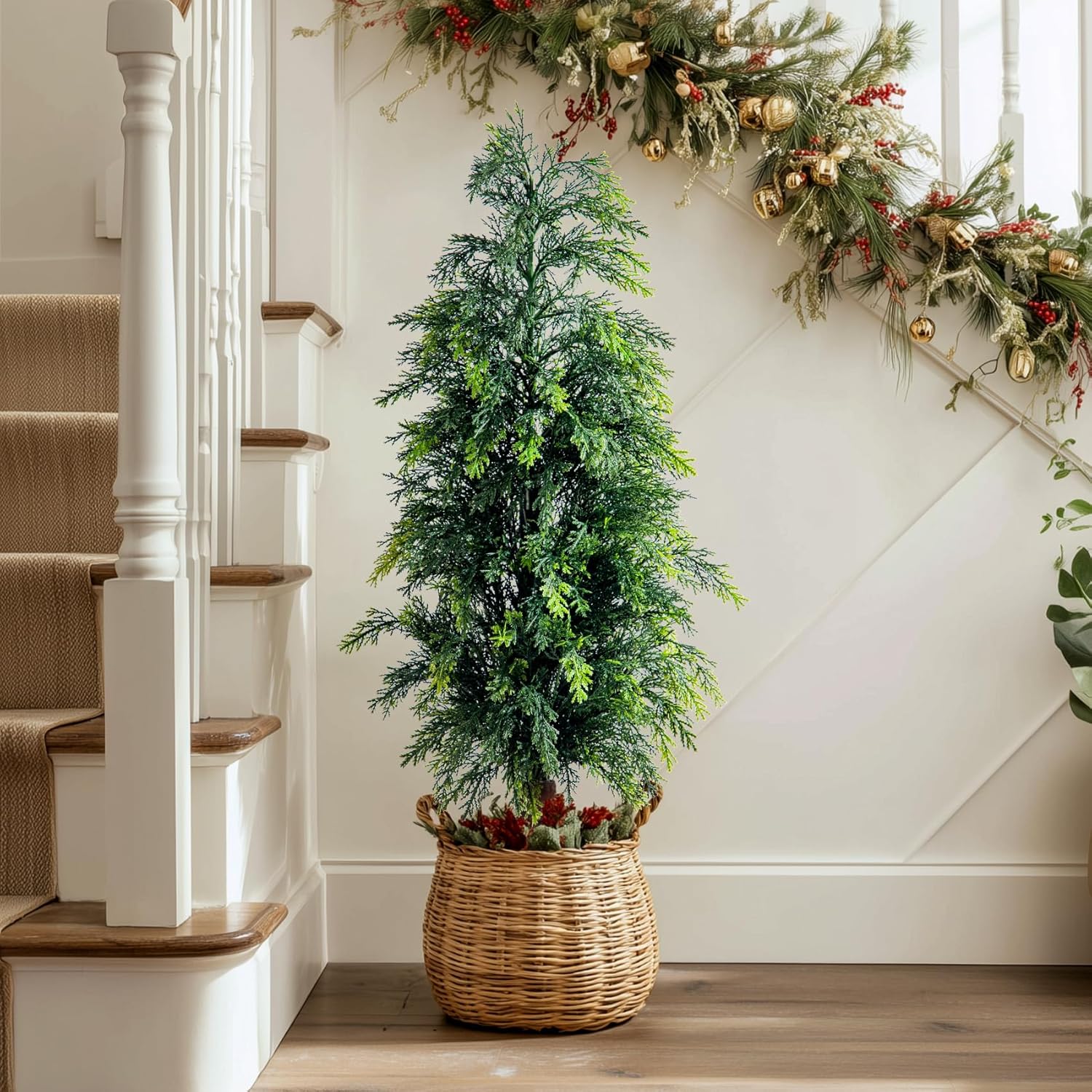 2PCS 3ft Artificial Norfolk Pine Tree Artificial Christmas Tree Premium Pine Xmas Tree Branch Tip Easy Setup, Artificial Pencil Realistic Pine Needles Realistic Holiday Party Decor