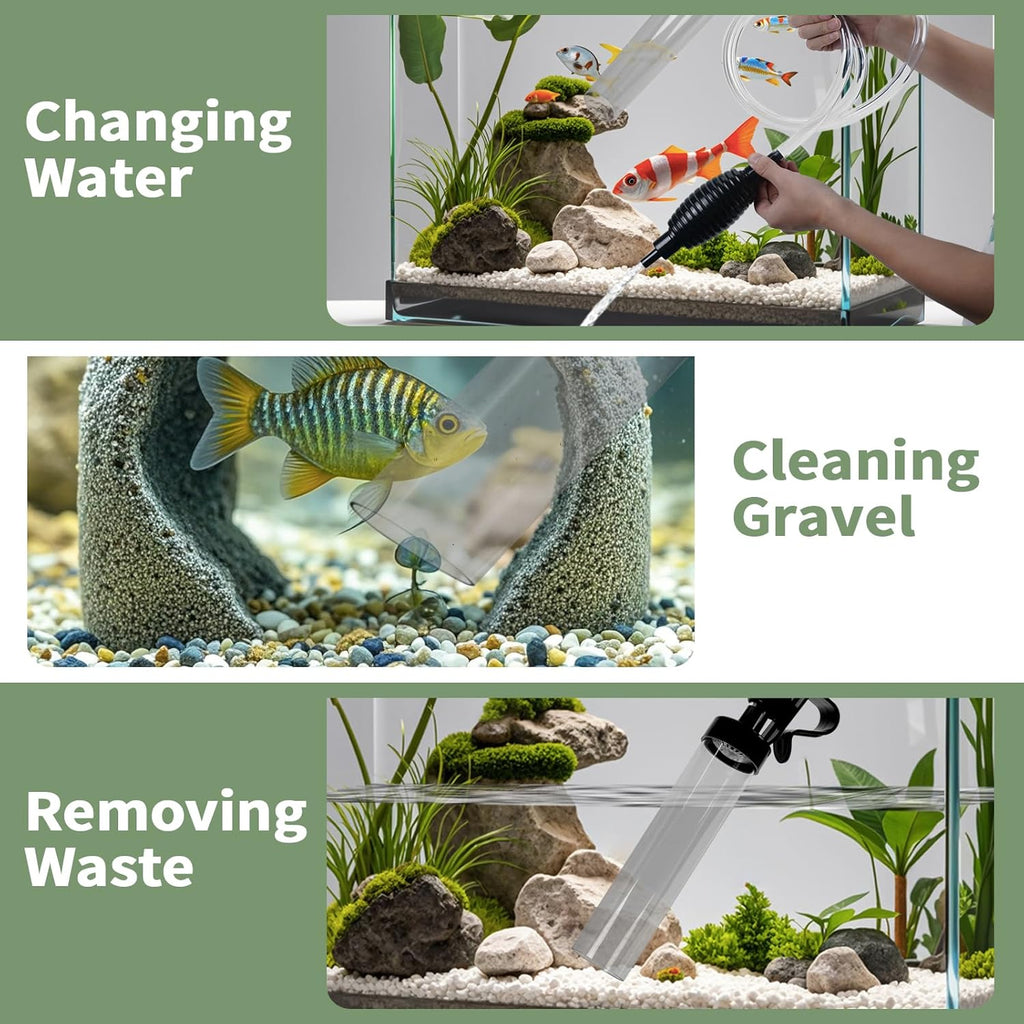 5ft-S Aquarium Siphon Vacuum Cleaner, Hand Siphon Pump Water Changer for Fish Tank Cleaning Gravel & Sand