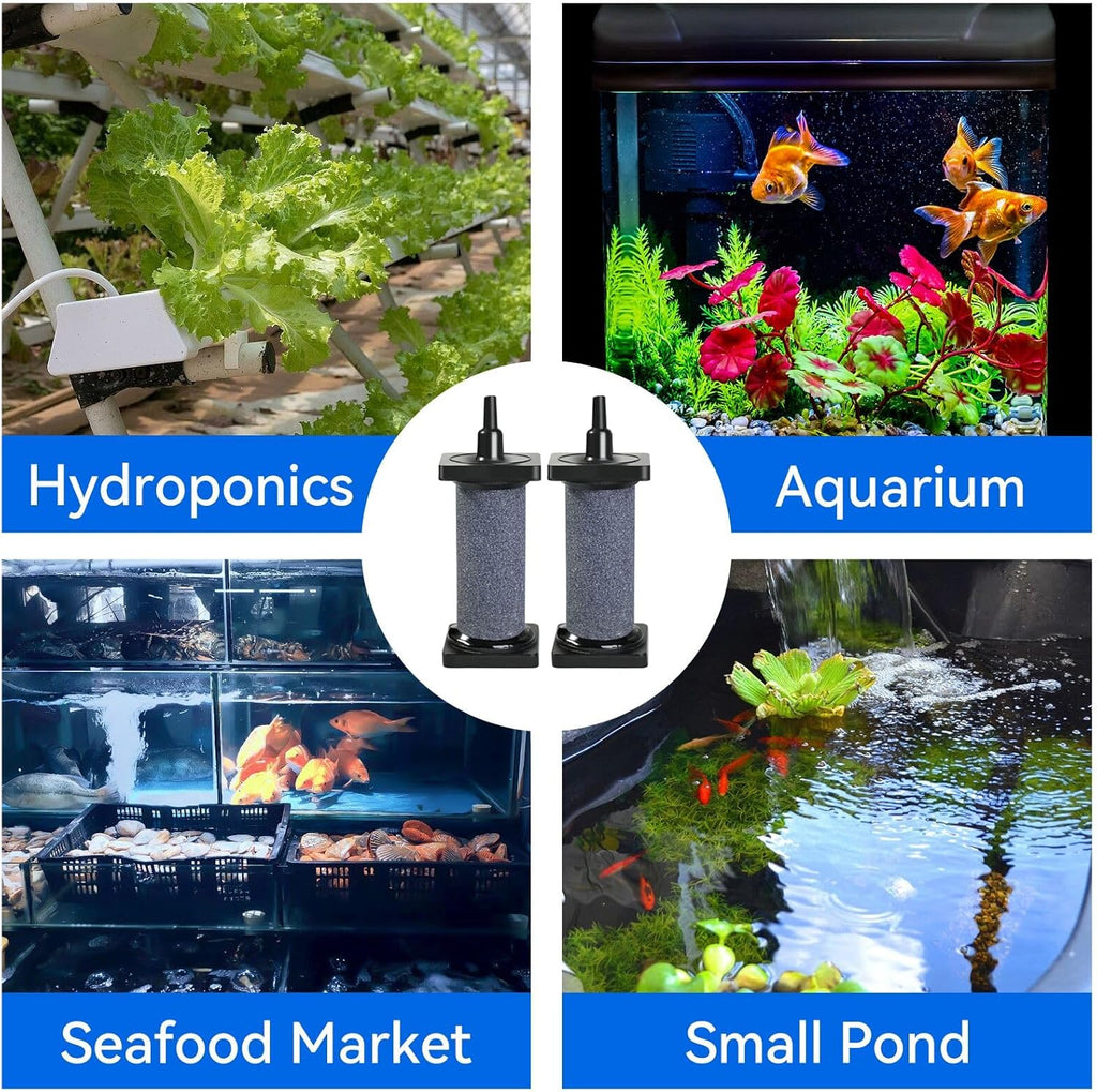 AQUANEAT Aquarium 3 inch Air Stone Cylindrical 2 Pack, Large Airstone, Aerator Bubble Diffuser, Air Pump Accessories for Aquariums, Hydroponic, Ponds and Fish Tanks