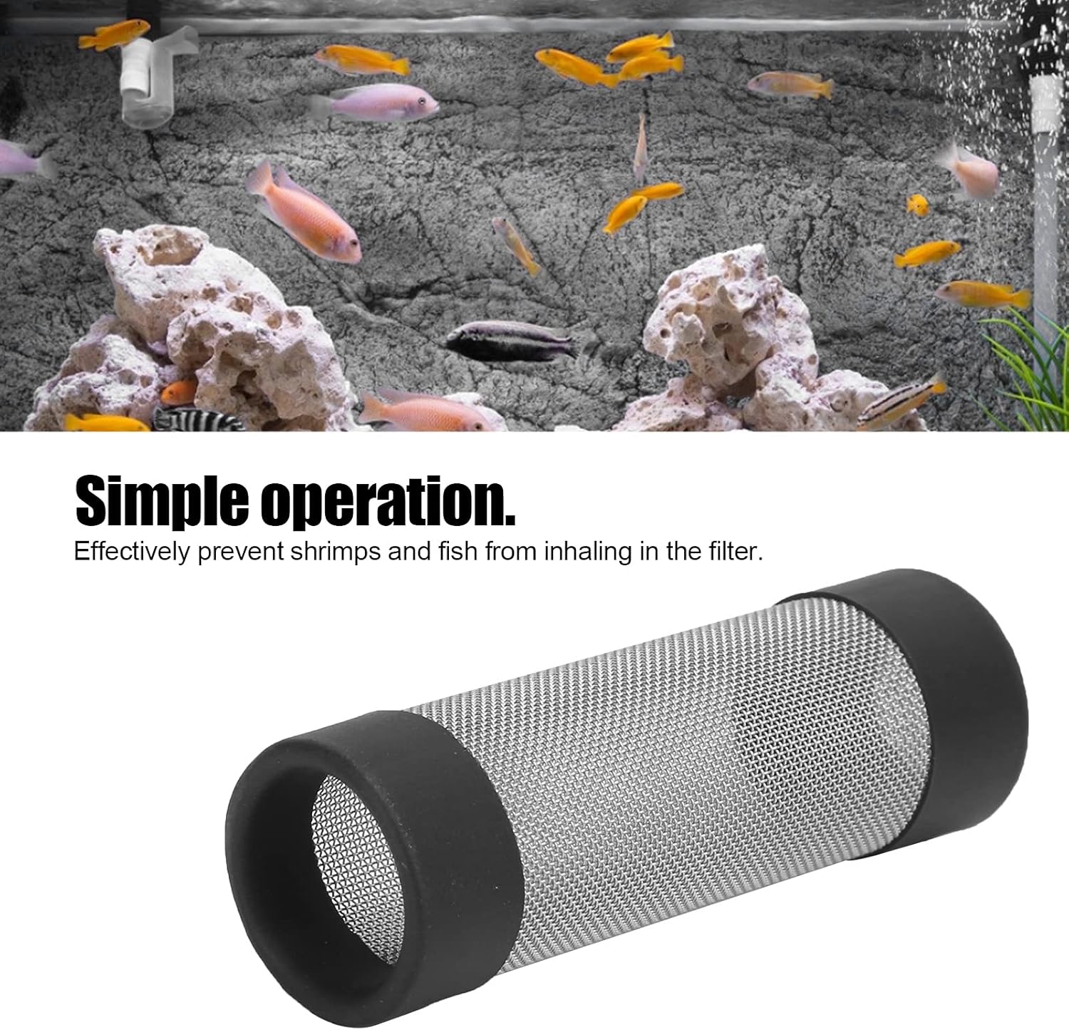 Pssopp Aquarium Filter Mesh Fish Intake Strainer Filter Cover Stainless Steel for Fish Filter Guard(Inner Diameter 12mm)