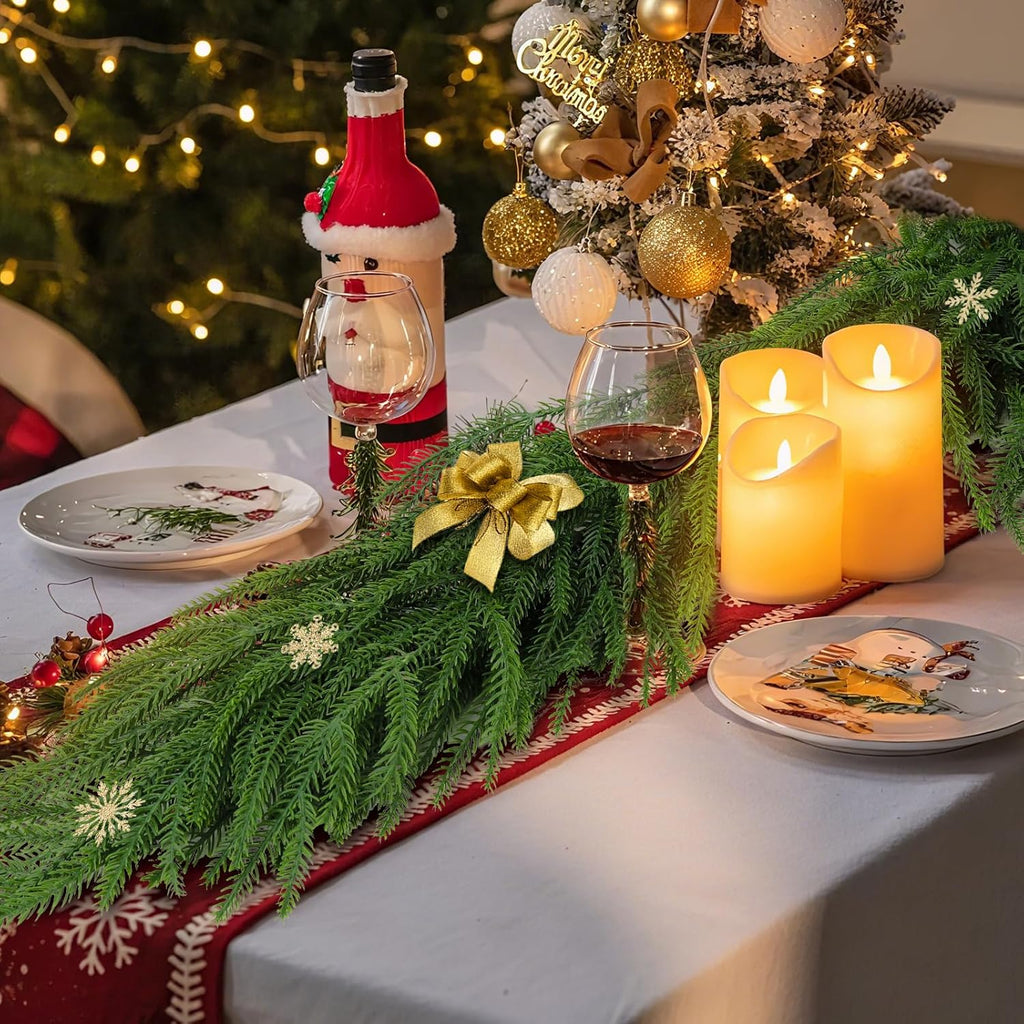 6FT Christmas Garland,Flexible Greenery Artificial Norfolk Pine Garland for Fireplace Mantel Staircase Front Door Table Centerpiece, Indoor Outdoor Holiday Decor with Realistic Pine Needles (1)