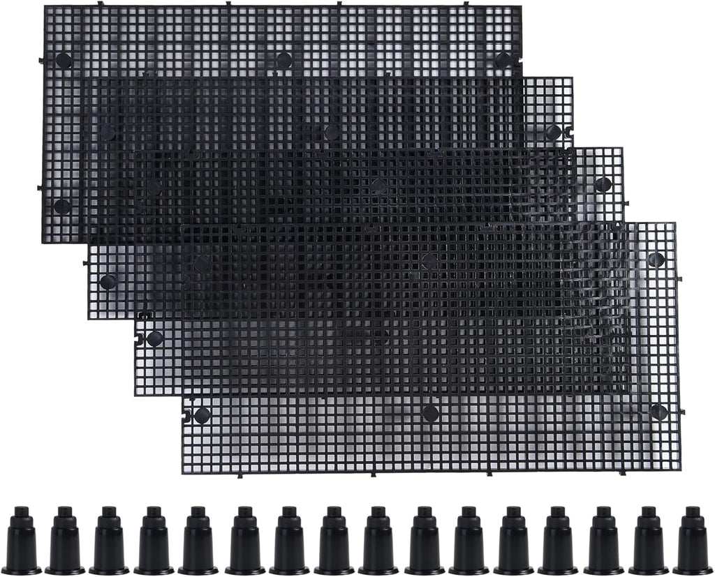 ALEGI Plastic Grid Divider Tray Egg Crate Louvre Aquarium Fish Tank Bottom Isolation with Bracket (4pcs Black)