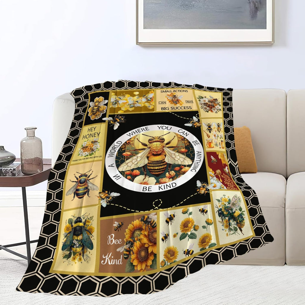 Bee Throw Blanket Bee Stuff Gifts for Kids Girls Boys Adults Women Men Soft Cozy Warm Plush Fluffy Fuzzy Fleece Blanket Decor 40''X50''